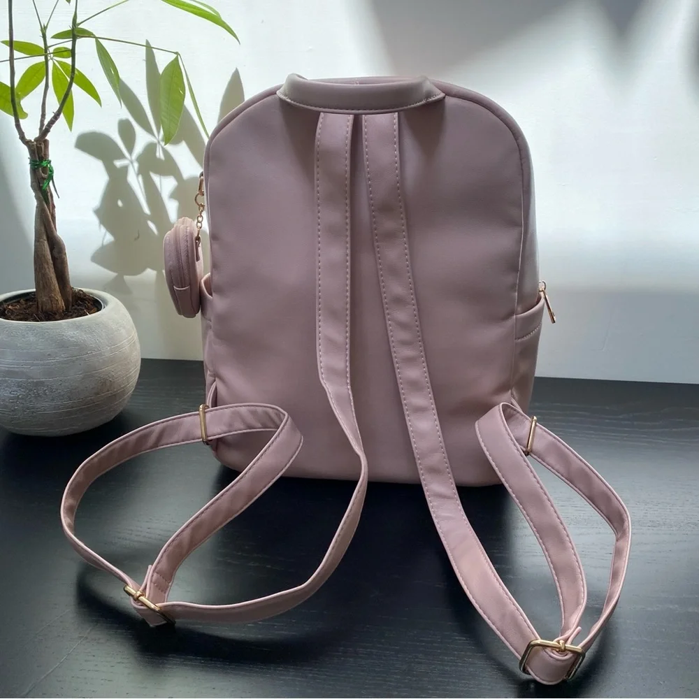 Like Dreams Crush Embossing Pink Quilted Heart-Patterned Backpack